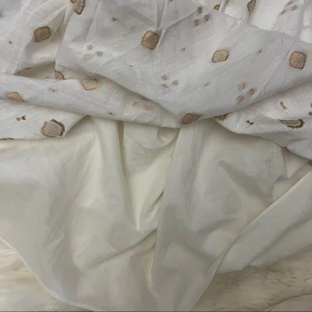 Joie mianda white and gold peasant mini dress